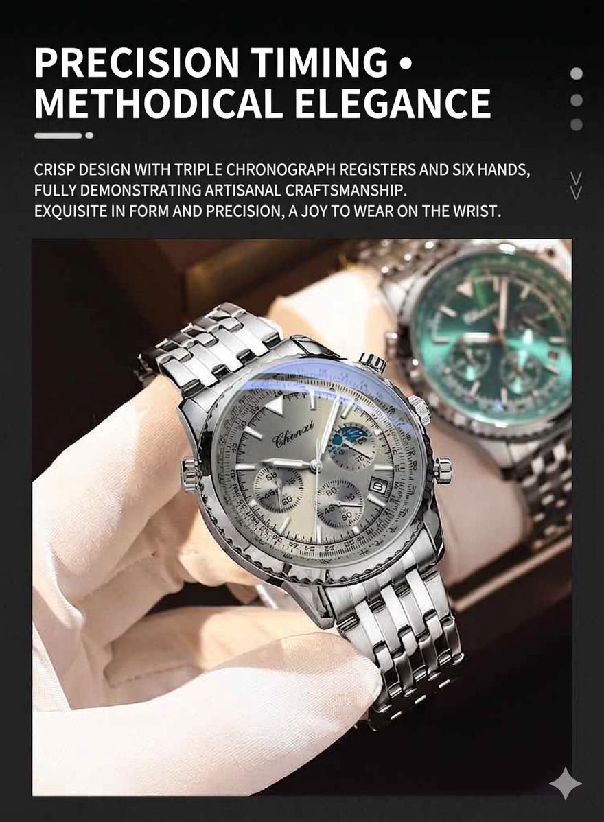 CHENXI Premium Men's Fashion Watch - High Quality Luminous Quartz Movement Multifunctional Water Resistant Sport Business Wristwatch