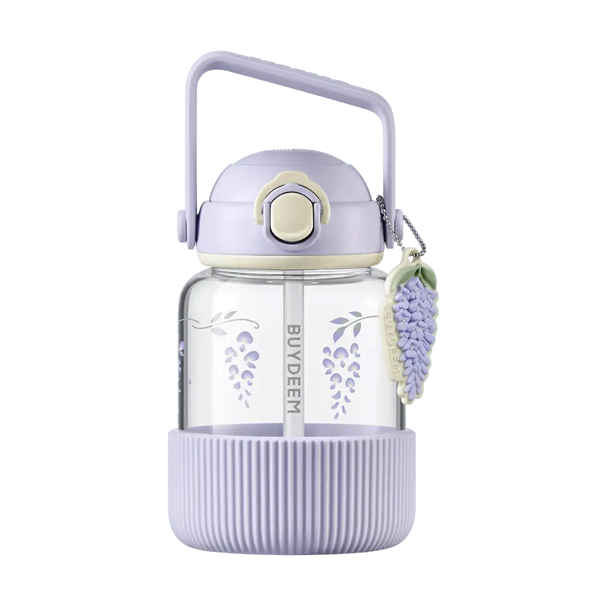 BUYDEEM 800ml Purple Wisteria Straw Tumbler Cup - Portable Water Bottle for On-the-Go Hydration