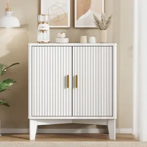 Storage Cabinet with Doors and Adjustable Shelf, Modern Fluted Sideboard Buffet Cabinet, Freestanding Coffee Bar for Kitchen, Pantry, Entryway, Living Room