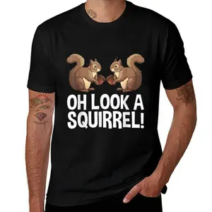 Squirrel Designed Chipmunk Pet Mens T Shirts Cotton Short Sleeve T-Shirt Crew Neck Tees Casual Shirt