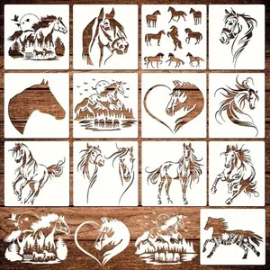 13 Reusable Horse Templates for Wood Painting, Plastic Barn Decor, Wall Canvas Animal Templates, Wood Burning Templates for Woodworking Art