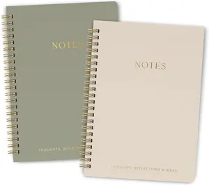 Aesthetic Spiral Notebook Set of 2 For Women and Men - Cute College Ruled 8x6 Bible Study Journal/Notebook with Pockets And Lined Pages