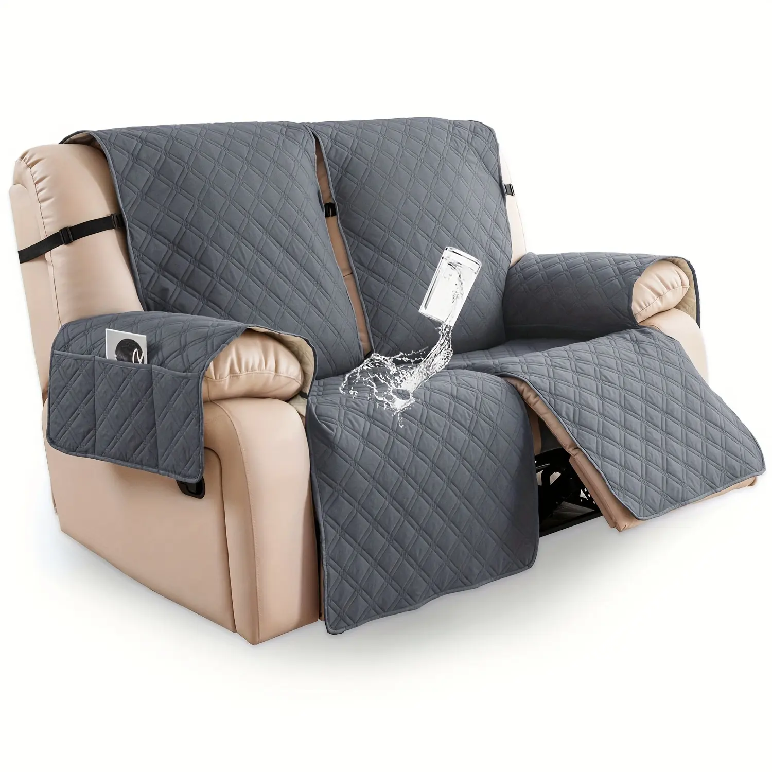 Waterproof Reclining Lounger Cover, Washable Couch Cover with Elastic Straps & Pocket, Upholstered Chairs Protector for Pets #TikTokShopBlackFriday