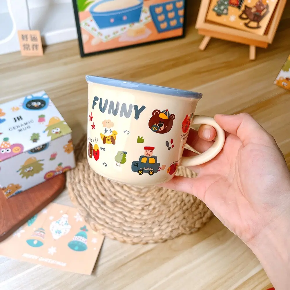 Cute Cartoon Bear Ceramic Cup, Style Mug, Breakfast Cup, Gift for Birthday & Full Moon, Home Use, Perfect Present