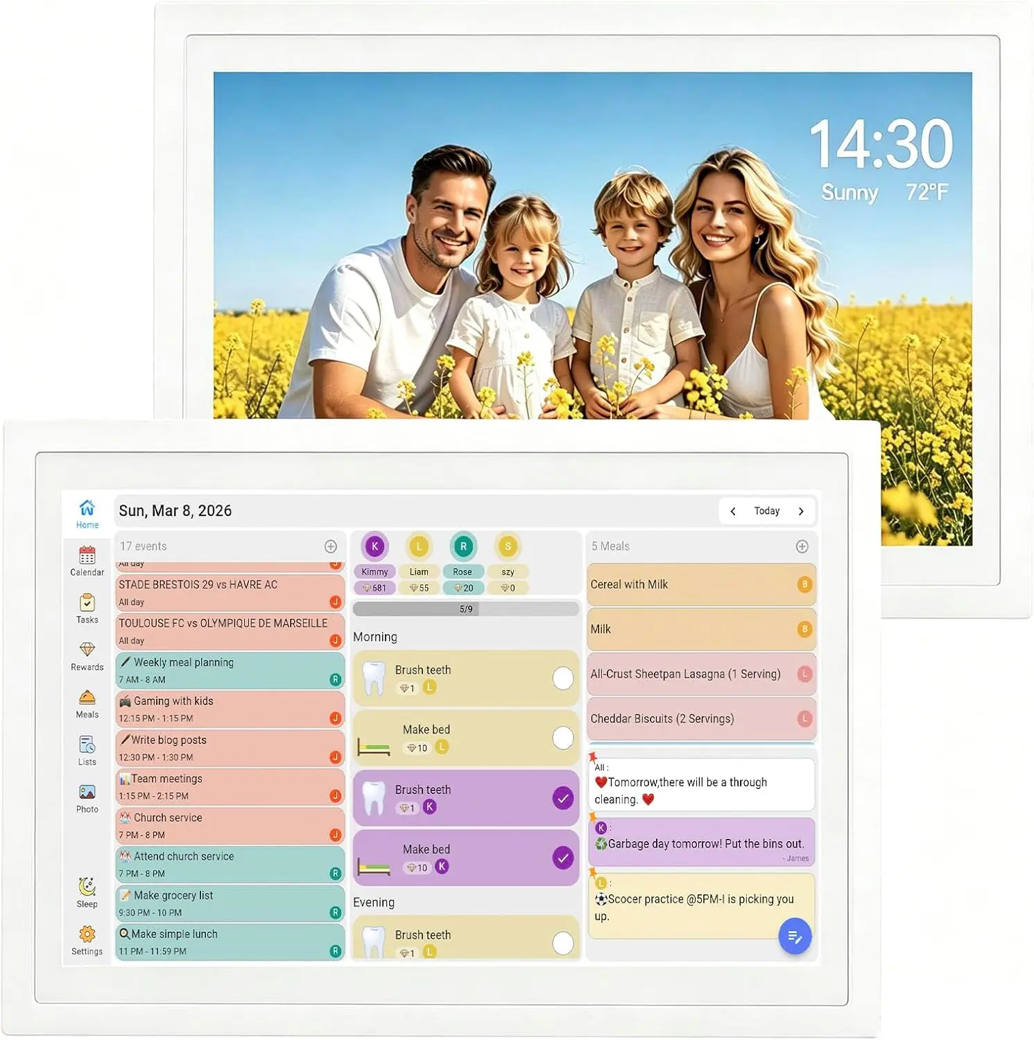 10.1Inch Electronic Wall Calendars & Chore Chart, Full HD Interactive Touchscreen Display for Family Schedules Planner,Seamless Scheduling/Organizing-Wall/Desk Mountable