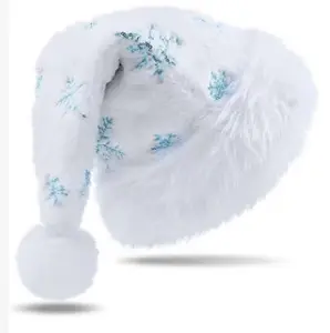 Thick Santa hat for adults, decorated with rainbow sequins and snowflake trim—a unisex warm Christmas party hat suitable for Christmas, New Year's Eve (all seasons), and can be worn for Christmas, New Year's Day, Valentine's Day, and parties.