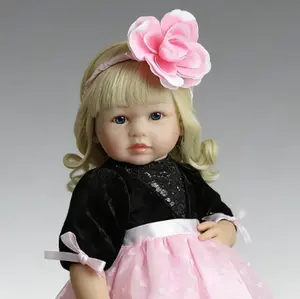 Realistic Reborn Baby Girl Doll Lifelike Newborn Toddler Toy with Blonde Hair Pink Dress Gift for Kids Age 3+