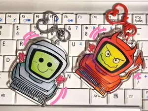 Edgar Keychain Acrylic Charms, Electric Dreams 1984 Keychain, Edgar Character Acrylic Keychain, Dandys World Collectible Gift, Cute Game Acrylic Charm, Backpack Key Holder, Keychain for Keys Bag Accessory
