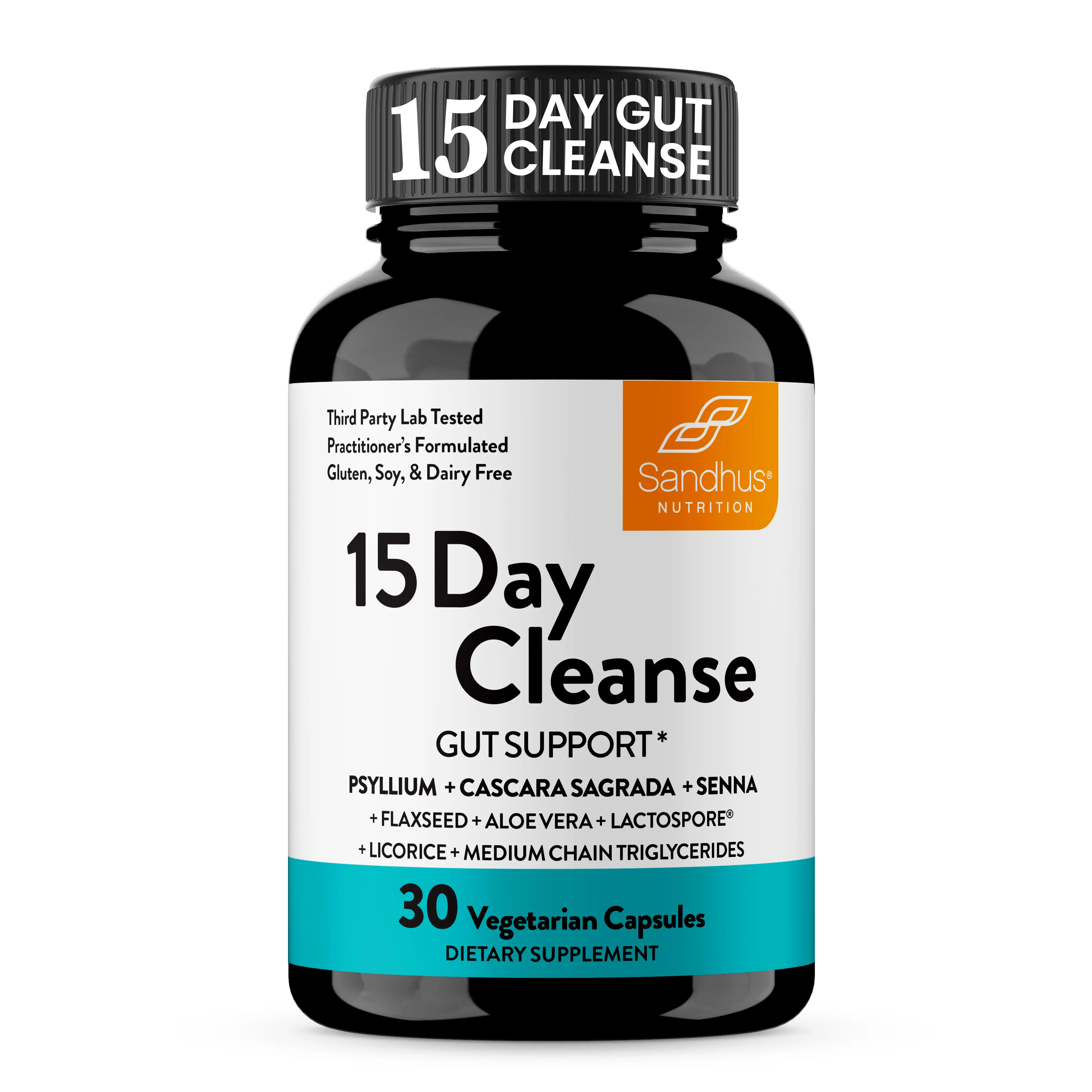 【Sandhus】15 Day Cleanse 30 Ct, Advanced Formula with Senna, Cascara Sagrada & Psyllium Husk, Non-GMO, Made in USA Fitness Healthcare Supplement Edible