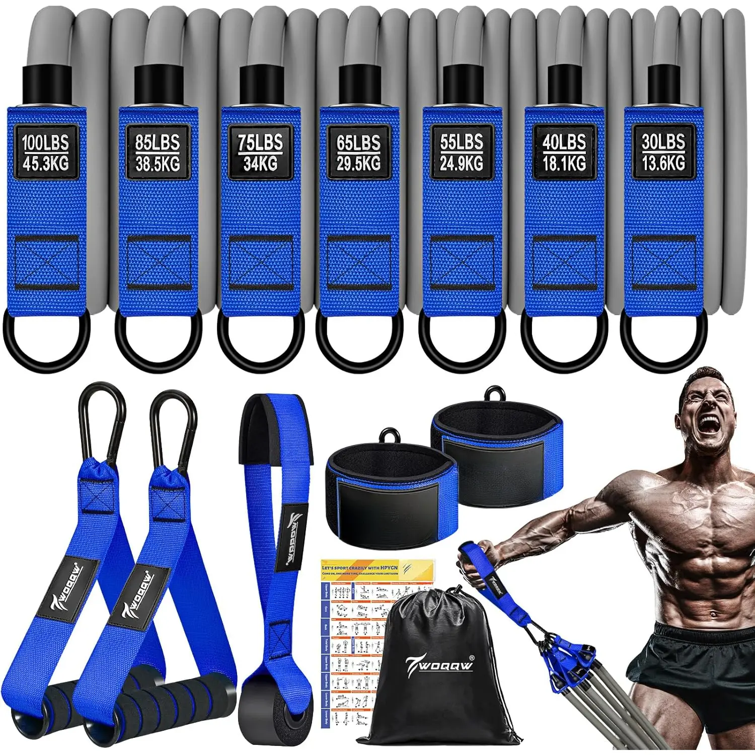 Resistance Bands, 350lbs/450lbs Heavy Exercise Bands with Handles, Workout Bands Set for Working Out Men, Fitness Weight Bands for Strength , Stretching, Slim, Physiotherapy