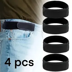 Stretch Belt 4pcs - No-Buckle, Easy Clip, Casual Nylon - Available in Plus, Medium & Small Sizes, Lazy, Waistband Synthetic