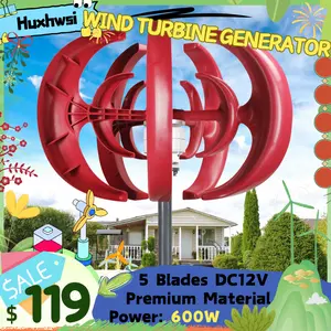 600W Wind Turbines Generator kit, 5 Blades DC12V Vertical Axis Wind Turbines Generator Kit for Home Hybrids Streetlight Use, Electromagnetic Electricity Producer Equipment