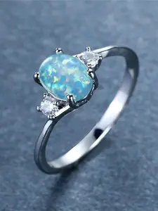 1 PC Fashion Cubic Zirconia & Faux Opal Ring Teardrop Bridal Rings For Women Wedding Party Valentine's Day Gift