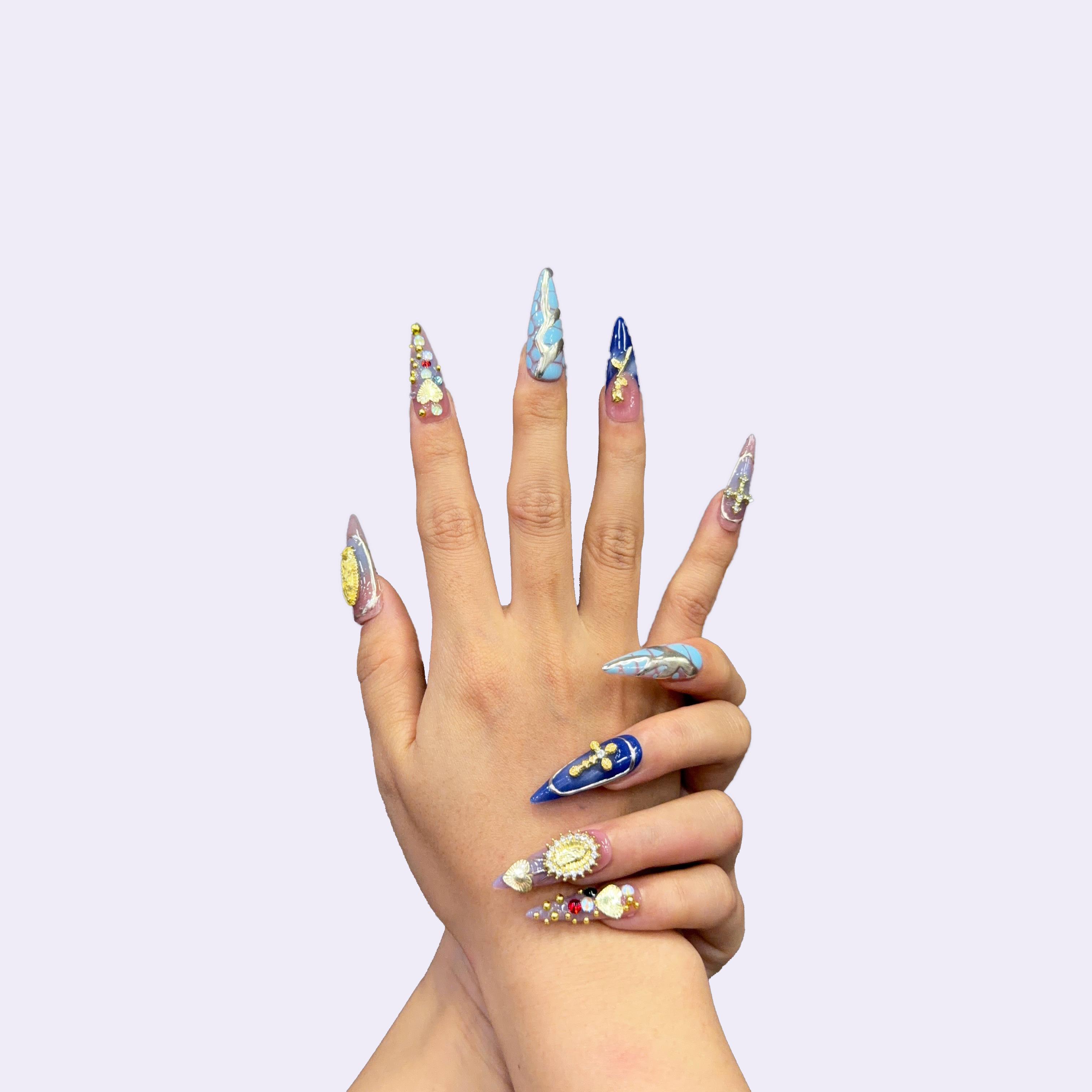 3D Handmade Press-On Nails Women Nails Almondnails Reusablenails Springnails Summer Nails