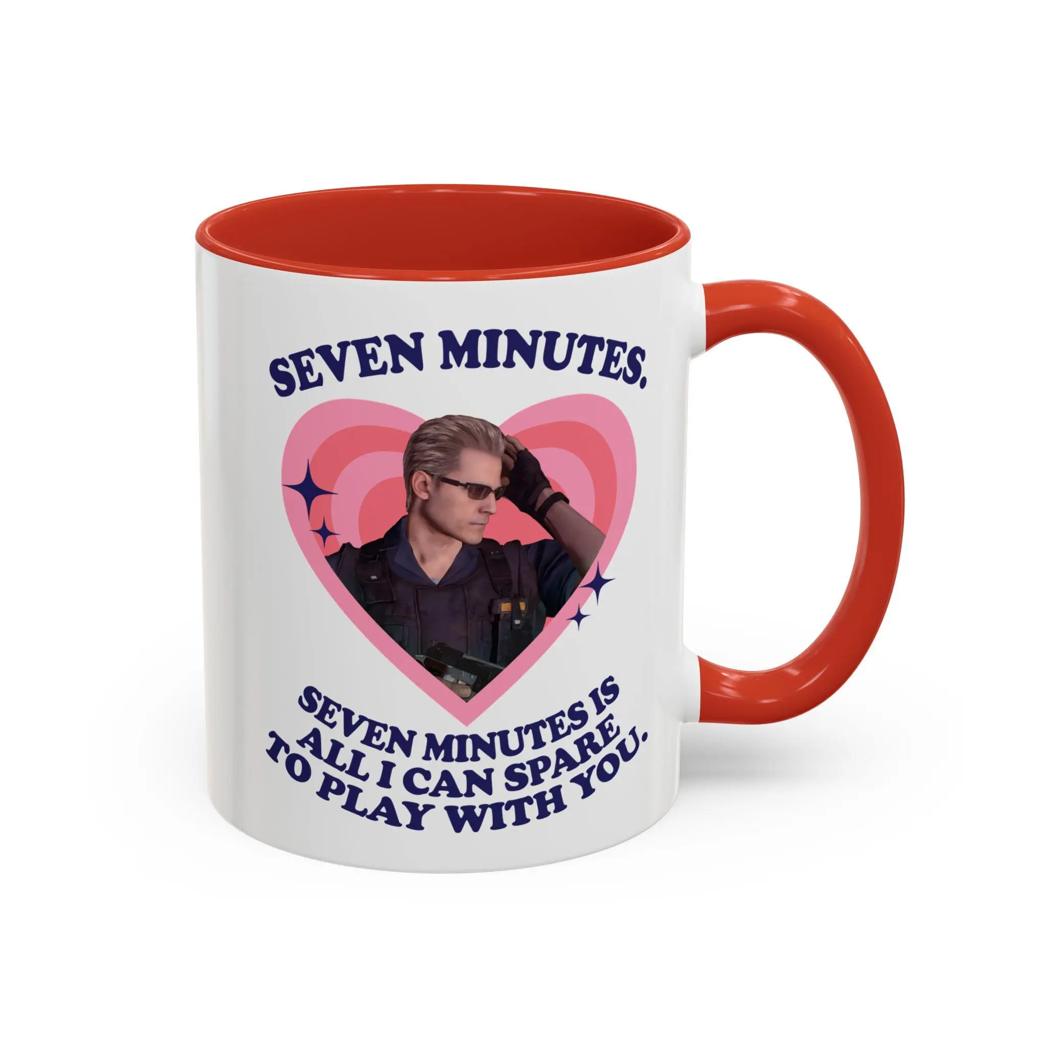 [Sale Up To 50%] Albert Wesker Seven minutes retro heart Accent Coffee Mug, Albert Wesker Quotes Funny RE9 Mug, 11oz ceramic accent mug