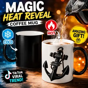 Magic Color Changing Coffee Mug 11oz Heat Reactive Cup Black Turns to White with Hidden Design Perfect Gift Idea for Birthdays Holidays Everyday Surprises
