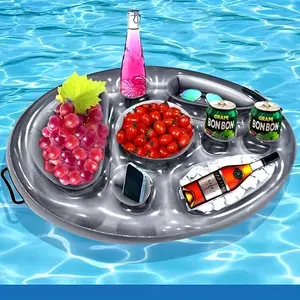 Inflatable PVC water ice bar self-service ice tray party floating portable beverage rack porous coaster tray