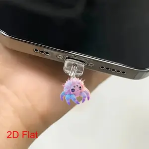 2D Acrylic Spider Phone Charging Port Decor, Dustproof Charger Decoration for iPhone iPad Android AirPods, Halloween Gift Idea