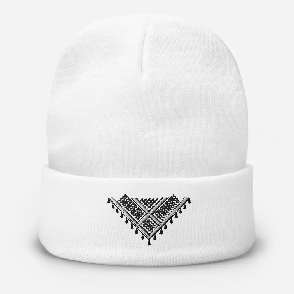 Kuffiyeh Print Sketched Embroidered Beanie copy
