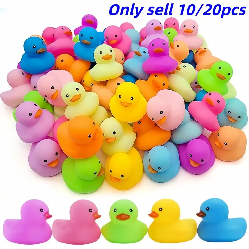 10/20pcs Colorful Cute Rubber Duck Decorations, Sound-Producing Ducks, Kids Bath Toys, Home Office Festival Decor, Fun Water Play Ducks
