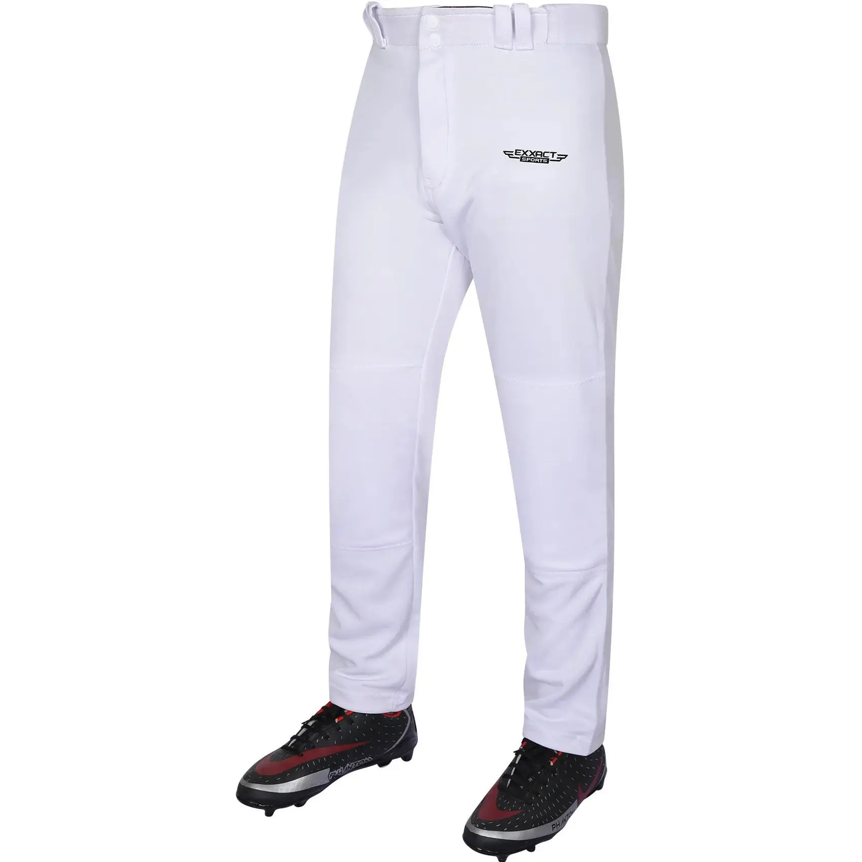 Exxact Sports Men's Baseball Pants, Full-Length Sporty Double-Knit Polyester with 2-Way Stretch, Quick Dry, and Silicone Grippers, Casual Comfy Sporty