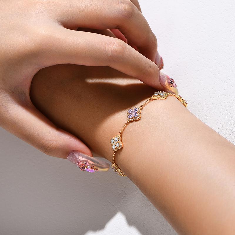 Synthetic Moissanite Bracelet Blue Zircon Pink Zircon Colorful Luxury Jewelry for Women Girls Engagement Birthday Springtok Outdoorfun Gift B021