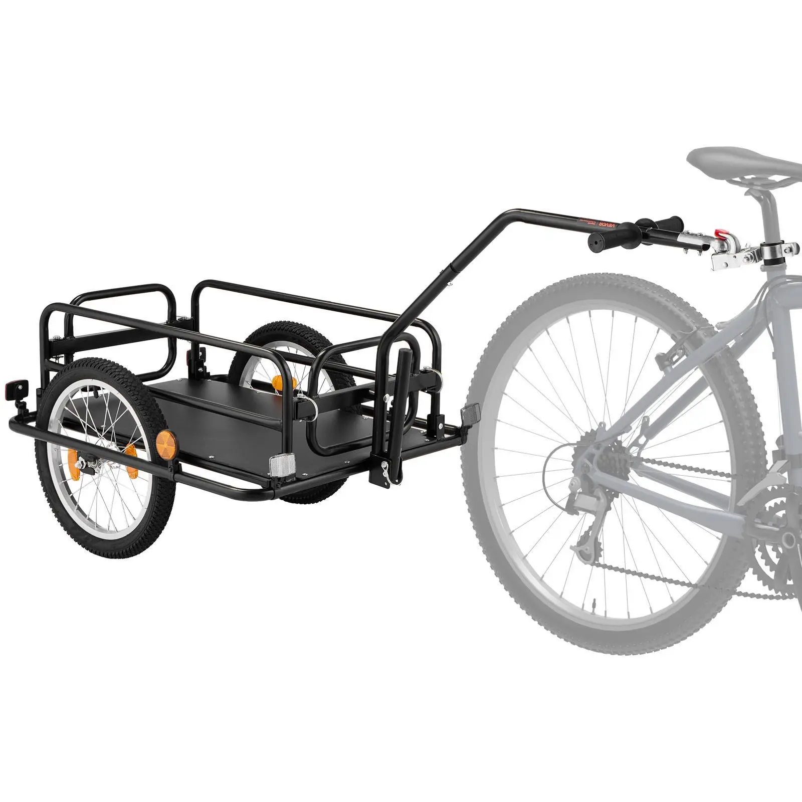 VEVOR Bike Cargo Trailer 88 lbs Load 2-in-1 Pushcart Folding Bicycle Wagon, Heavy-Duty Cart with 16-Inch Wheels, Reflectors, Carbon Steel Frame, Foldable Compact Storage, Fits 22-28 in Bike Wheels