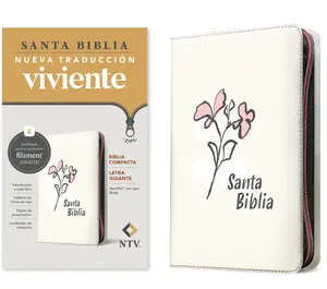 Biblia Compacta Ntv, Letra Gigante de Zíper Con Filament (Sentipiel, Beige, Letra Roja) -- Tyndale - Bible