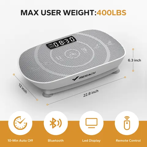 MERACH Vibratory Plate Machine - 400lbs Max Capacity Compact Design Home Workout Equipment, Multifunction Exercise Fitness Gear for Lymphatic Drainage, Muscle Soreness Relief, Gym Equipment for Home