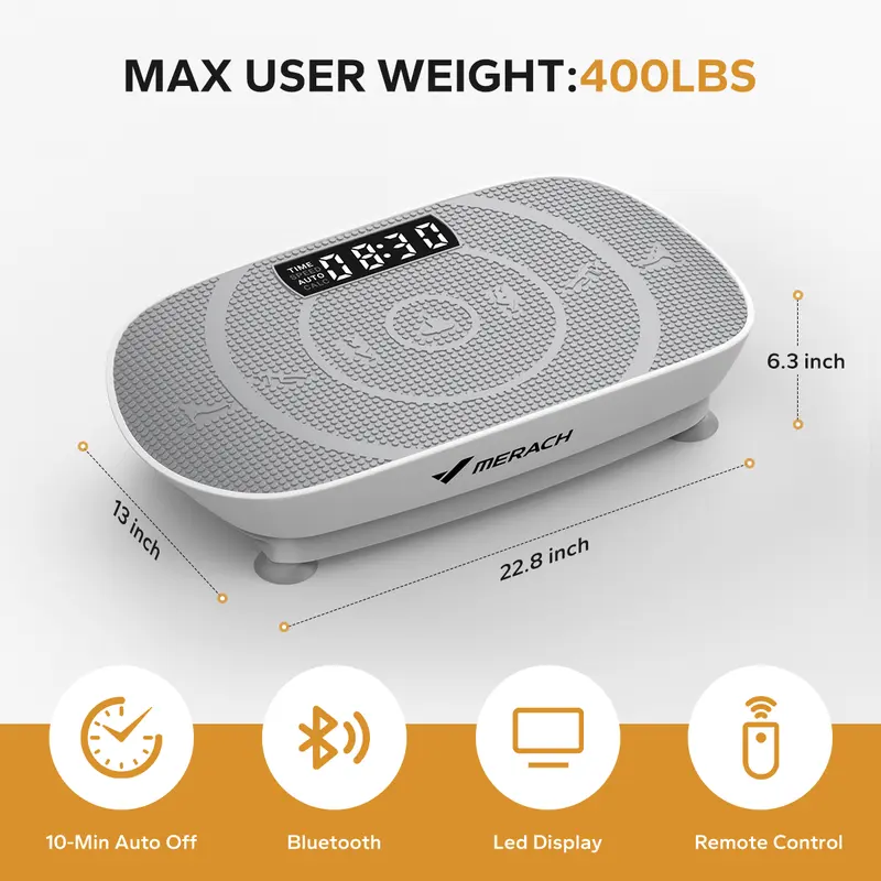 MERACH Vibratory Plate Machine - 400lbs Max Capacity Compact Design Home Workout Equipment, Multifunction Exercise Fitness Gear for Lymphatic Drainage, Muscle Soreness Relief, Gym Equipment for Home