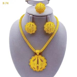 France Luxury 24k Gold Color Jewelry Set For Women Dubai Bridal Wedding Necklace And Earrings Set African Wedding Party Gifts