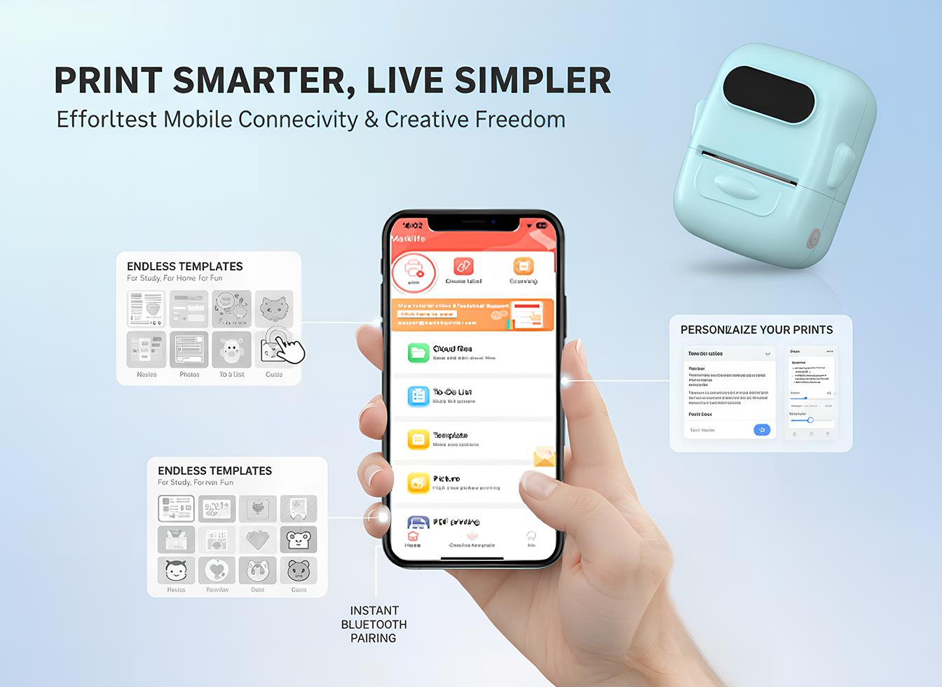 P50 Label Maker, label printer, portable wireless printer, Bluetooth supported, suitable as a Valentine's Day gift for loved ones and partners, Super Bowl