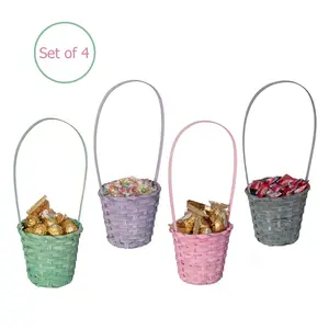 Wickerwise QI004726 Set of 4 Decorative Baskets in Assorted Colors Perfect for Easter, Trick or Treat, Flower Girl, Halloween, Christmas, and Thanksgiving