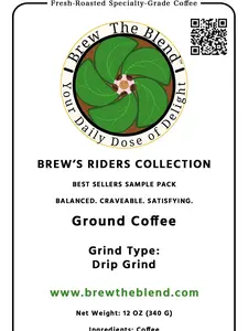 Brew's Riders Coffee Collection 2oz Sample Pack - Morniva Western Pals Blend - Six-Bean Standoff - SolWhisper & Peruvian Elegance - Medium to Dark Roast Drip Grind Beans for Beverage