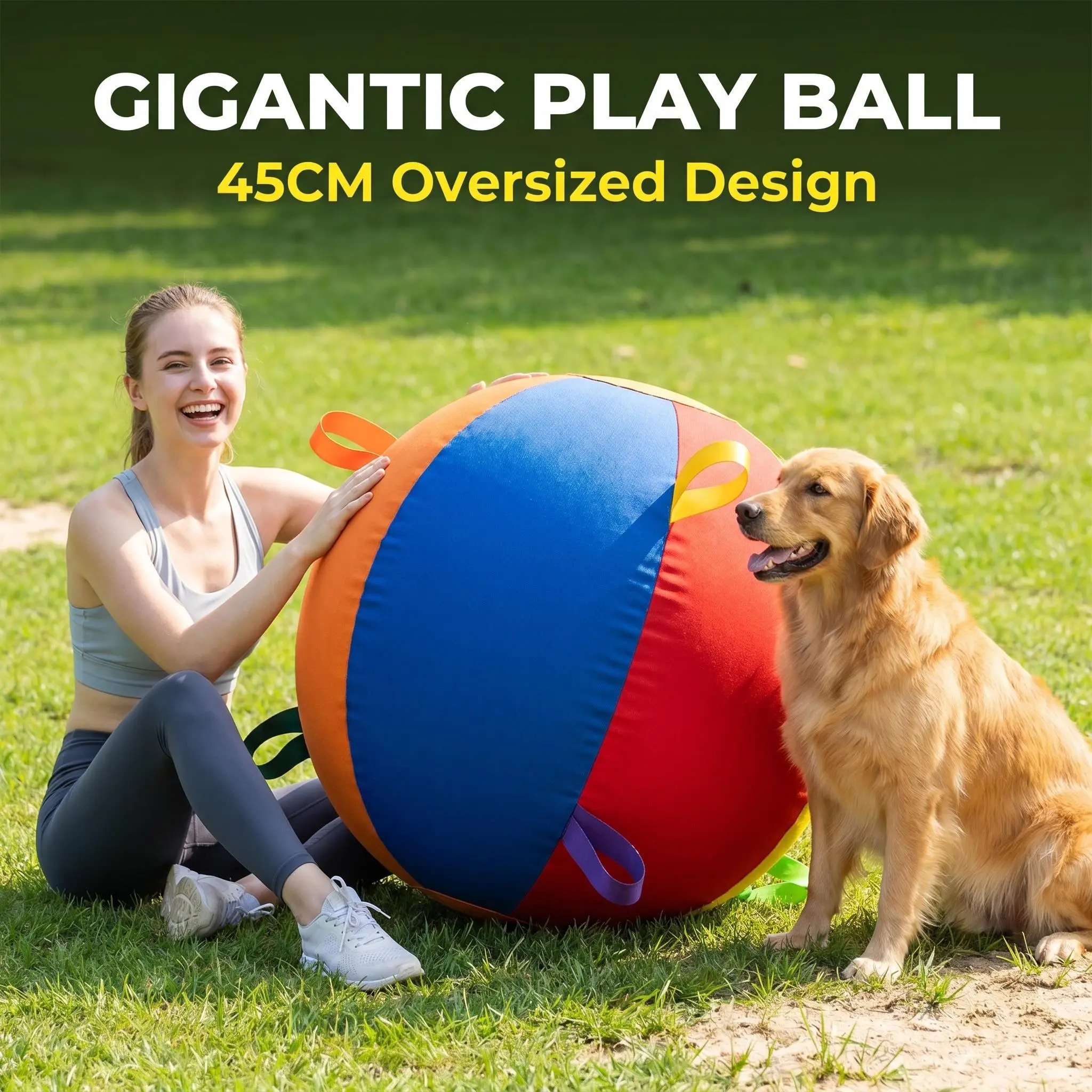 Automatic Interactive Herding Ball for Medium-Large Dogs, Bite-Resistant Polyester Blend Fabric Toy for Australian Shepherd Backyard Training, Herding Game & Active Play, Thoughtful Pet Lover Gift