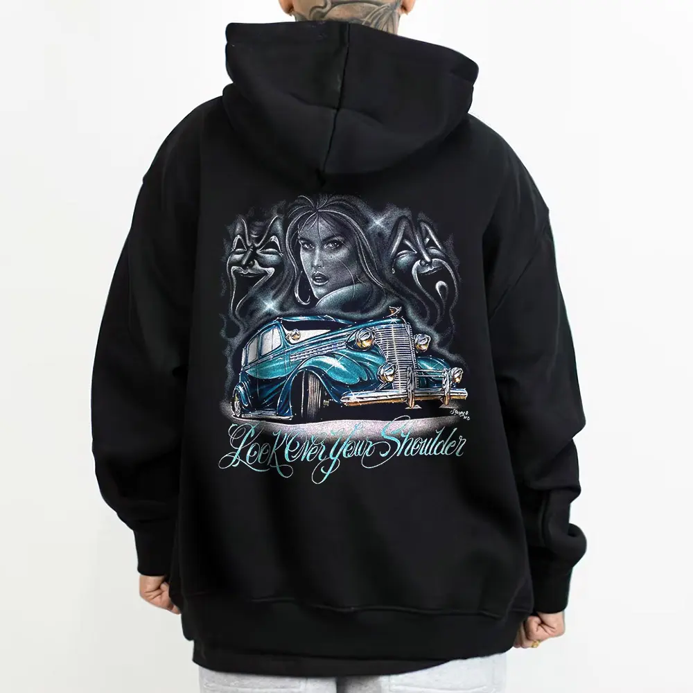 Chicano Graphic Hoodie, Oversized Unisex Old School Tattoo Art, Casual Comfortable Clothing Fashion