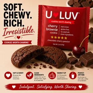 U-LUV Cherry Brownie Cookie 4-Pack | Soft & Chewy Cookies | Gluten Free | Made with Avocado Oil | Clean Ingredients | Allergen Friendly