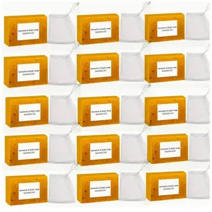 Lemon Turmeric  Soap Bar, Summer & Body Wash for Men & Women, Daily Skincare Cleanser Sets with Soap Saver Bags, Christmas Gift