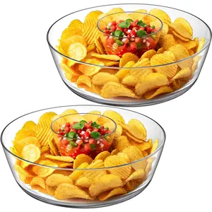 - Charlie - 2-Pack Chip and Dip Bowl, Clear Serving Platter, Appetizer Tray, BPA-Free, Dishwasher-Safe, Great for Chips, Salsa, Veggies, Snacks, and More