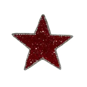 Patch Party Club, 1-pc, RED Rhinestone "Star" Bling Patch, Size 3", Cool Applique For Clothing, Iron-on Patch, Small Patch for Jackets, DIY Projects