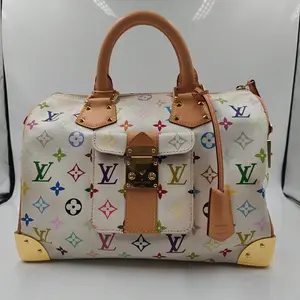 Pre-owned Louis Vuitton canvas Travel Bags Speedy 30 Monogram white Multicolore by Takashi Murakami 【BF 12Z XP01953