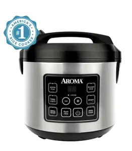 Aroma 20-Cup Digital Rice & Grain Cooker, Multi-Cooker, 8X Bonded Granite Coating, Silver, New