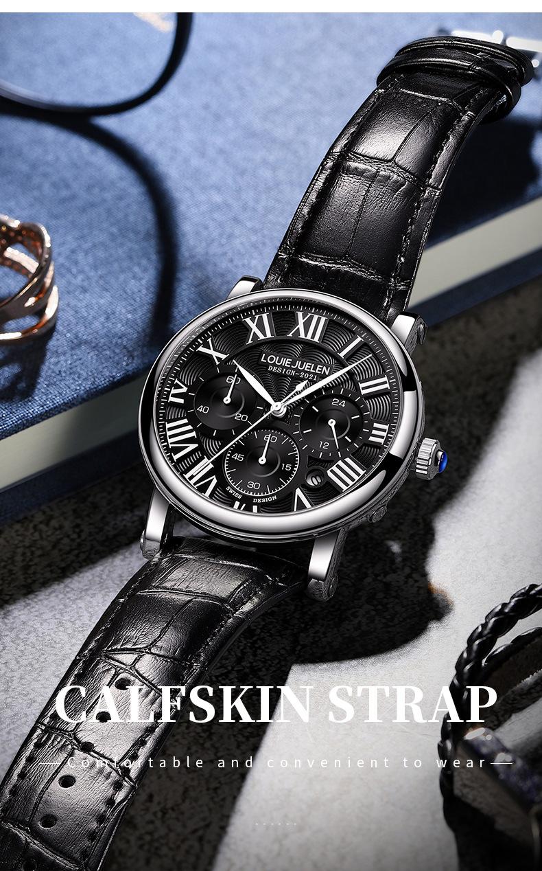 LOUIE JUELEN Luxury Men's Business Watch - 2025 New Multifunction Waterproof Quartz Wristwatch, Genuine High-End Fashion Men's Watch