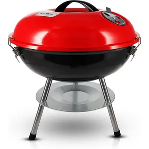 – 14-inch Grill with 3-Point Locking Lid for Heat Preservation – Dual Venting System – Small Charcoal Grill for Backyard, Camping, Boat