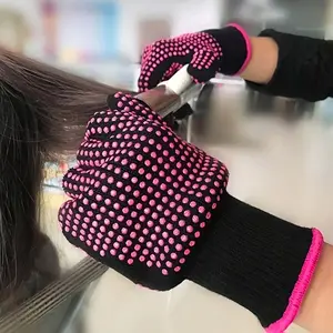 2Pcs Double-Sided Beaded Gloves - PVC Anti-Slip Hair Styling Gloves For Curly And Straight Hair, Durable Woven Fabric - Heat Insulated Gloves, Hair Tools