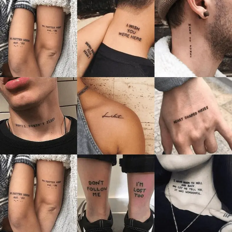 56-Piece Waterproof English Letter Temporary Tattoo Stickers, Unisex, Simple Painless Way to Showcase Your Style