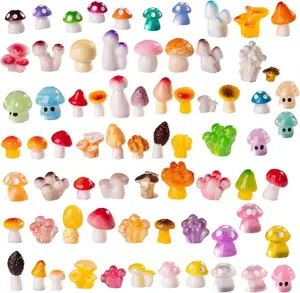 72 Style Mini Mushrooms, Tiny Resin Mushroom Figurines Small Little Resin in Bulk for Miniature Landscape Aquarium Potted Fairy Garden Home Decor Accessories Party Favors Gifts