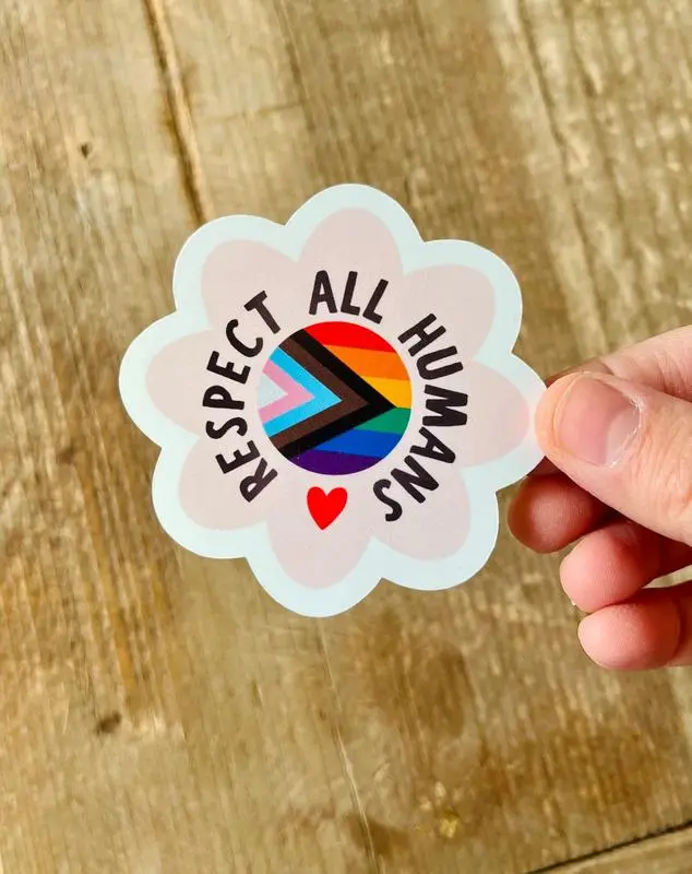 Respect All Humans Vinyl Sticker 3-Inch Decal for Water Bottle, Laptop, Car & Phone