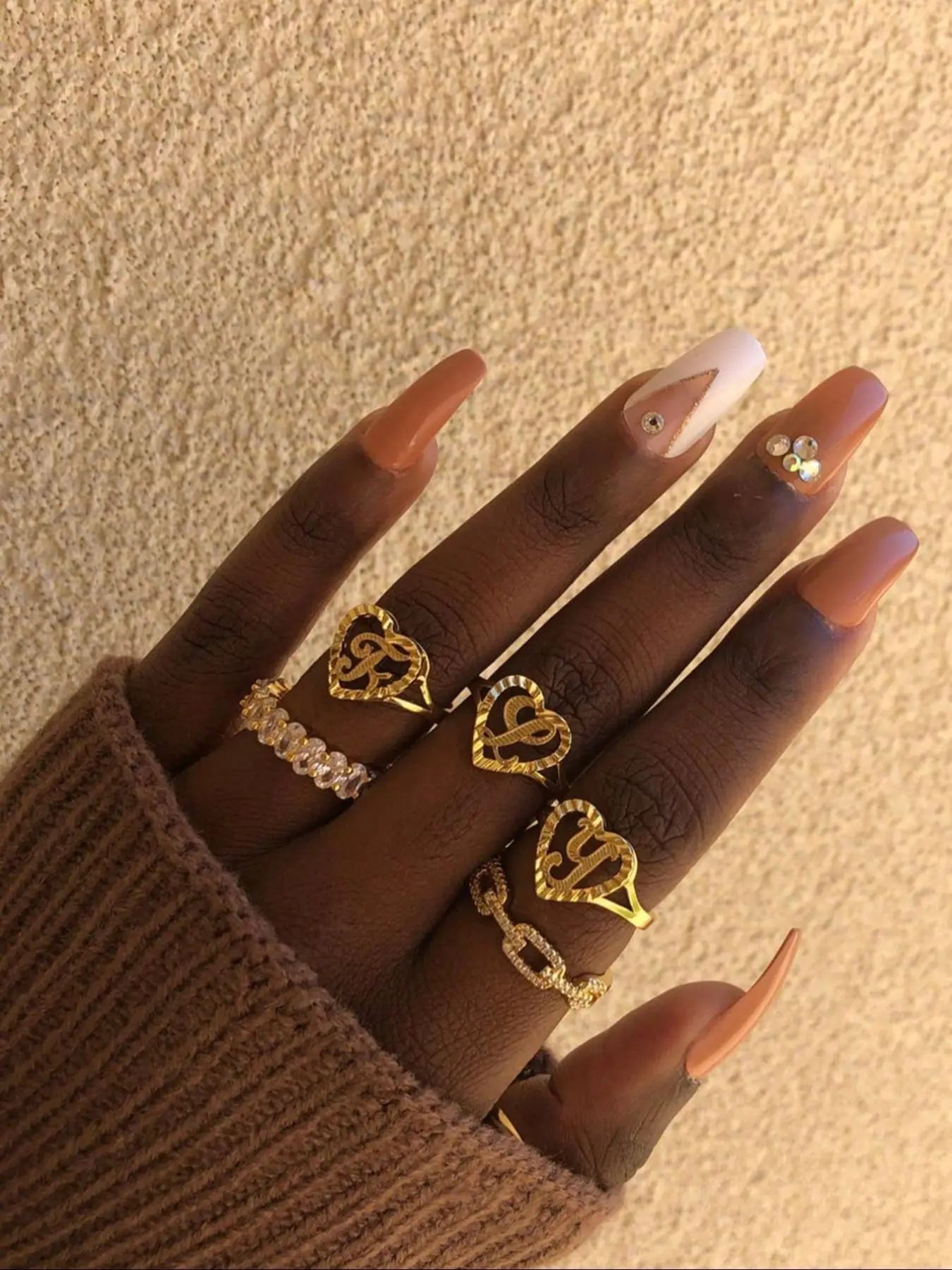 Heart & Letter Design Cuff Ring, Adjustable Open Ring, Adjustable Opening Stackable Ring Gift for Women & Girls