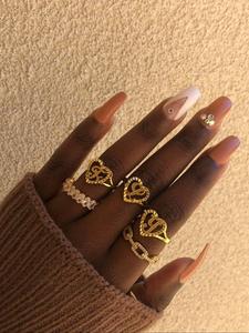 heart & letter design cuff ring, adjustable open ring, princess rings, adjustable opening stackable ring gift for women & girls, gifts for her, heart signet ring